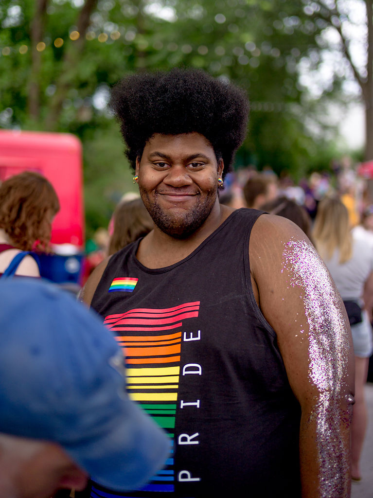 Ronald Mitchell-Green shows off the glitter on his arm